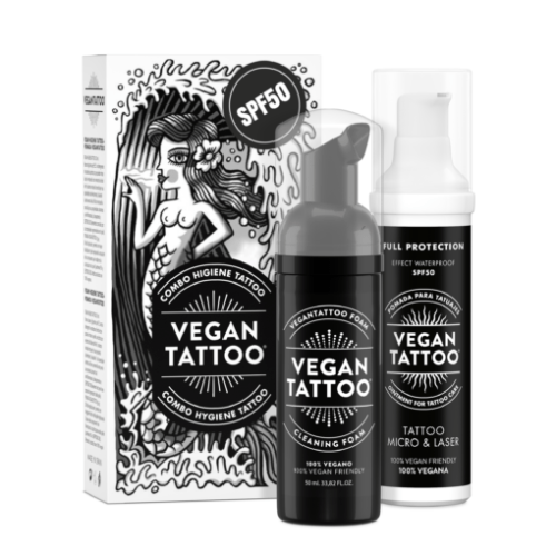 Crema vegana para tatuaje y espuma limpiadora. ZUK Tattoo