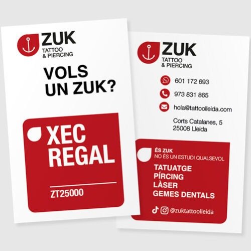 Cheque regalo de ZUK Tattoo Piercing Lleida