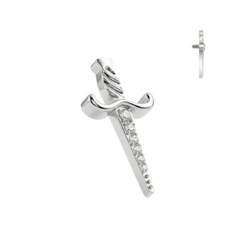 Top de titanio con una daga y 5 zirconias