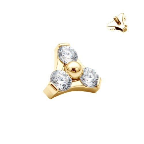 Trinity de titanio y baño de oro con 3 zirconias