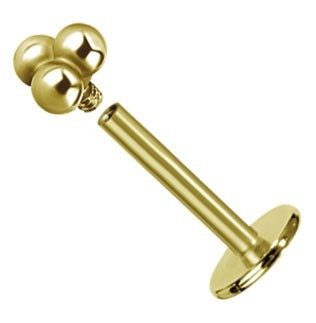 Piercing de oro labret con rosca interna